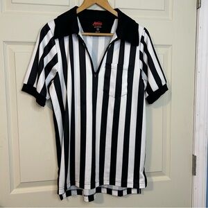 Adams white and black 1” stripe referee short sleeve shirt Men’s Small